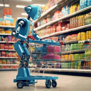 Robot pushing shopping cart 512 min